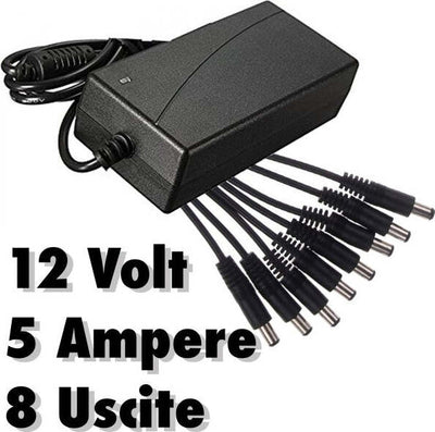 Alimentatore-Stabilizzato-Trasformatore-12v-5a-8-Uscite-Telecamere-Dvr-Strisce