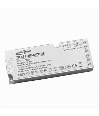 Alimentatore Trasformatore Slim Da 230v A 12v 36 W Strip Led Sensori Luci Qs-36w