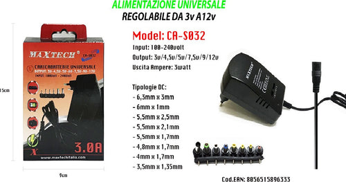Alimentatore Universale 8 Adattatori Switch 3-12v Pc Notebook Fotocamera Maxtech Ca-s032 Casa, arredamento e bricolage > Illuminazione da interno > LED e Trasformatori Trade Shop italia - Napoli, Commerciovirtuoso.it
