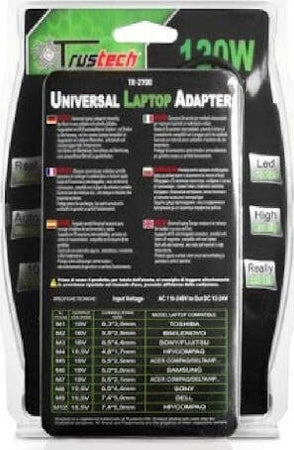Alimentatore Universale Per Notebook 120w Settaggio Automatico Trustech Elettronica/Informatica/Accessori/Accessori per PC portatili/Caricabatterie e docking station/Caricatori e alimentatori Trade Shop italia - Napoli, Commerciovirtuoso.it