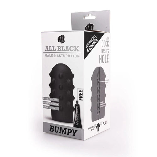 Masturbatore uomo All Black Bumpy nero pesante morbido 17 cm circa