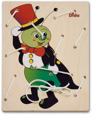 Allacciatura Grillo Gioco in Legno per Bambini Metodo Montessori Dida