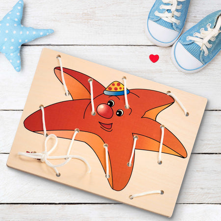 Allacciatura Stella Gioco in Legno per Bambini Metodo Montessori Dida