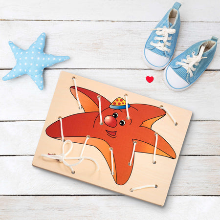 Allacciatura Stella Gioco in Legno per Bambini Metodo Montessori Dida