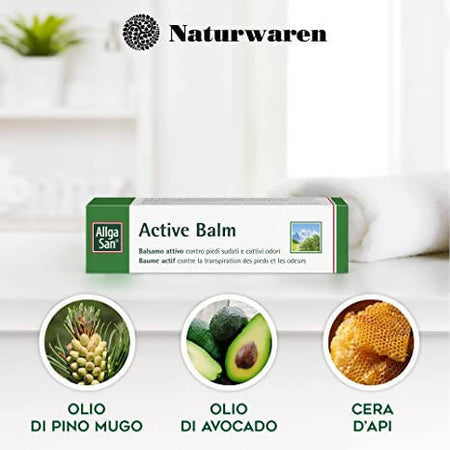 Allgasan Active Balm Balsamo Contro Piedi Sudati E Cattivi Odori 50 Ml Balsamo Trattamento Piedi Contro Eccessiva Sudorazione