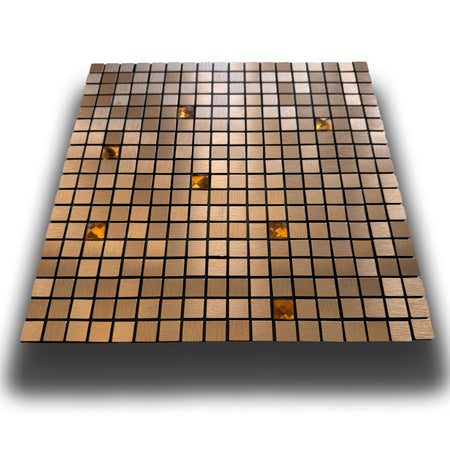TOP! Piastrella autoadesiva in vero alluminio con inserti  in Vetro  30x30cm (sp. 3mm) color RAME - Eternal Parquet