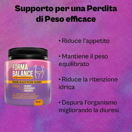 Alohalabs-Forma-Balance-Polvere-Saziante,-Drenante,-Antiossidante,-Dimagrante-Con-Semi-Di-Guar-E-Lino,-Ananas,-Betulla,-Barbabietola,-Gymnema---Integratore-Naturale-Per-Perdita-Di-Peso-60gr