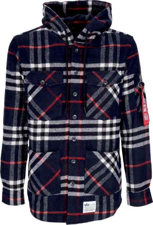 ALPHA-INDUSTRIES-Camicia-Manica-Lunga-Cappuccio-Uomo-45-P-Hooded-Rep.-Blue-da-uomo