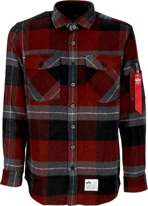 ALPHA-INDUSTRIES-Camicia-Manica-Lunga-Uomo-Flannel-Shirt-Black-Gray-da-uomo