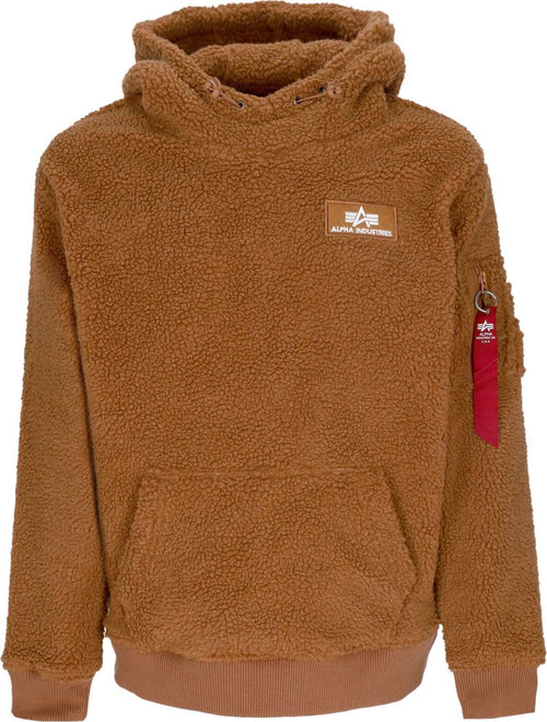 ALPHA-INDUSTRIES-Felpa-Cappuccio-Uomo-Teddy-Hoodie-Camel-da-uomo