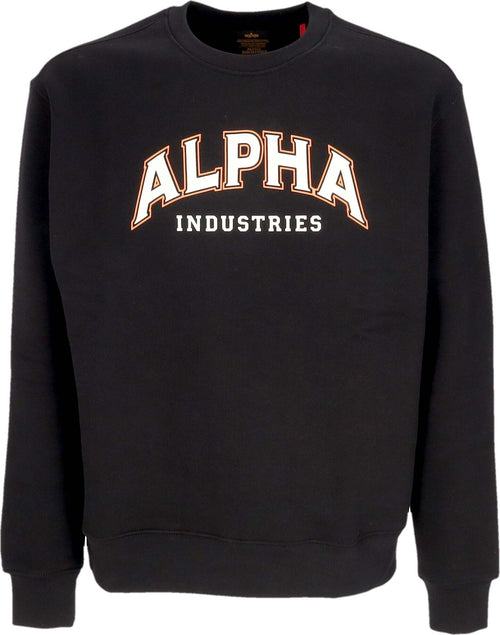 ALPHA-INDUSTRIES-Felpa-Girocollo-Uomo-College-Crewneck-Black-da-uomo