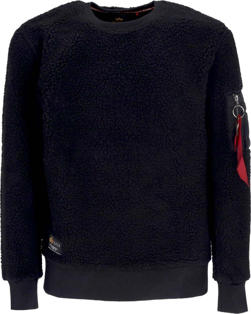 ALPHA-INDUSTRIES-Felpa-Girocollo-Uomo-Teddy-Sweater-Black-da-uomo