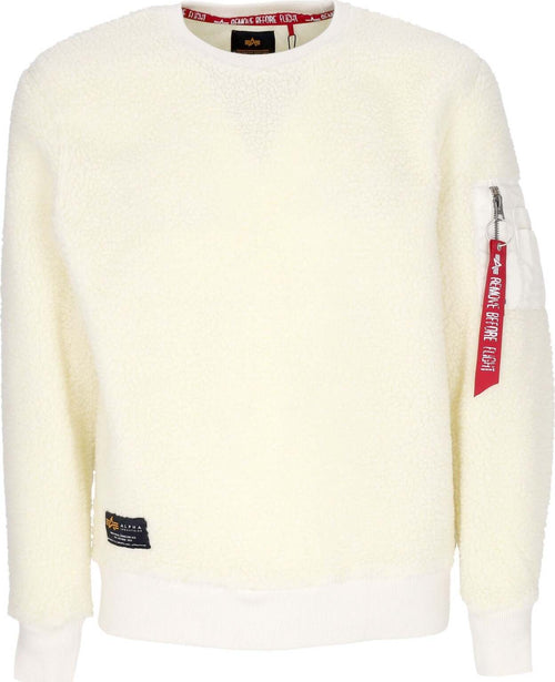 ALPHA-INDUSTRIES-Felpa-Girocollo-Uomo-Teddy-Sweater-Off-White-da-uomo