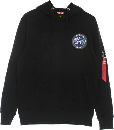ALPHA-INDUSTRIES-Felpa-Leggera-Cappuccio-Uomo-Apollo-Mission-Hoodie-Black-da-uomo