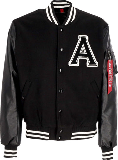 ALPHA-INDUSTRIES-Giubbotto-College-Uomo-Pu-College-Jacket-Black-da-uomo