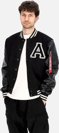 ALPHA-INDUSTRIES-Giubbotto-College-Uomo-Pu-College-Jacket-Black-da-uomo