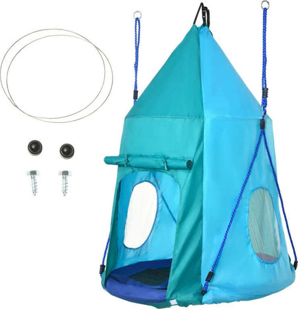 Altalena-da-Giardino-con-Tenda-per-Bambini-da-3-8-Anni,-Ø100cm-e-Corde-Regolabili,-Blu-RF8344-055V00BURF8