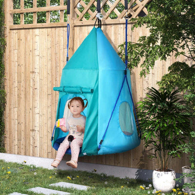 Altalena-da-Giardino-con-Tenda-per-Bambini-da-3-8-Anni,-Ø100cm-e-Corde-Regolabili,-Blu-RF8344-055V00BURF8