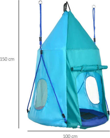 Altalena-da-Giardino-con-Tenda-per-Bambini-da-3-8-Anni,-Ø100cm-e-Corde-Regolabili,-Blu-RF8344-055V00BURF8
