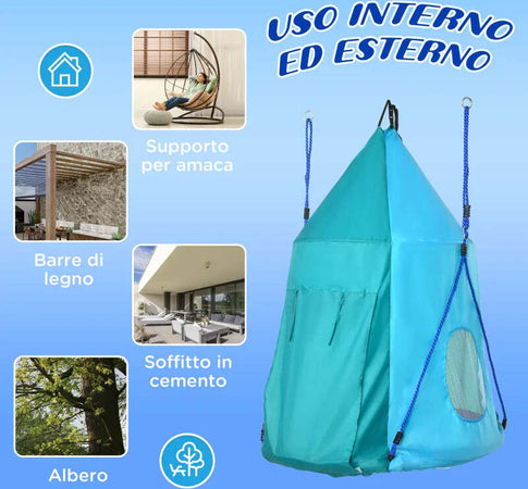 Altalena-da-Giardino-con-Tenda-per-Bambini-da-3-8-Anni,-Ø100cm-e-Corde-Regolabili,-Blu-RF8344-055V00BURF8