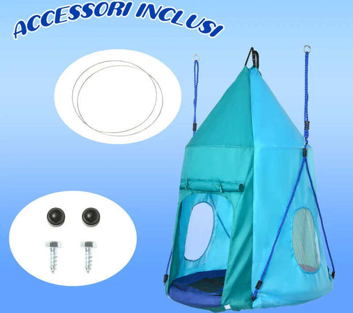 Altalena-da-Giardino-con-Tenda-per-Bambini-da-3-8-Anni,-Ø100cm-e-Corde-Regolabili,-Blu-RF8344-055V00BURF8