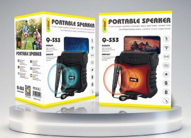 Altoparlante Bluetooth Portatile Karaoke Con Microfono Cablato Radio 5watt Q-s53 Elettronica/Audio e video portatile/Accessori/Casse portatili e Docking Station con altoparlanti/Casse portatili Bluetooth Trade Shop italia - Napoli, Commerciovirtuoso.it