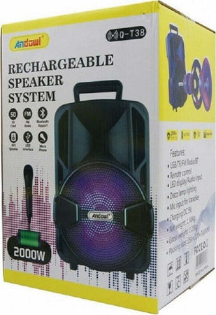 Altoparlante Bluetooth Wireless 2000w Illuminazione Led Karaoke Microfono Q-t38 Elettronica/Audio e video portatile/Accessori/Casse portatili e Docking Station con altoparlanti/Casse portatili Bluetooth Trade Shop italia - Napoli, Commerciovirtuoso.it
