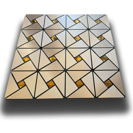 TOP! Piastrella autoadesiva in vero alluminio satinato con inserti in vetro 30x30cm (sp. 3mm) color Rame - Eternal Parquet