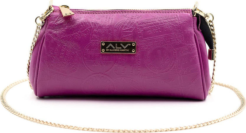 Alv-by-Alviero-Martini-Al008b2318-Mini-Pochette-Donna-100%-Pelle-Con-Tracolla-Removibile-E-Stampa-Logo-Borsa-Elegante-Con-Chiusura-a-Cerniera-22x13x4cm