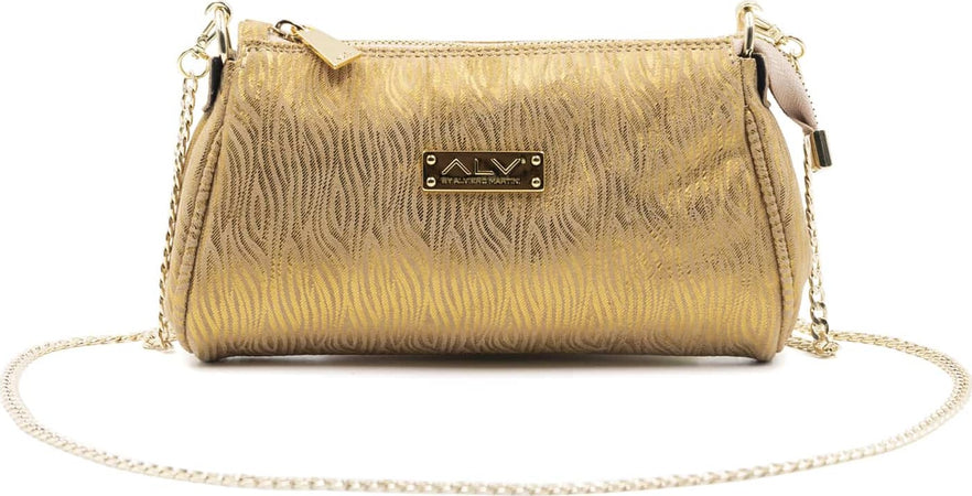 Alv-by-Alviero-Martini-Al011b1220-Borsetta-Donna-100%-Pelle-Foderata-Con-Tracolla-a-Catena-Removibile-Pochette-Con-Singolo-Scomparto-E-Chiusura-a-Cerniera-22x13x4cm
