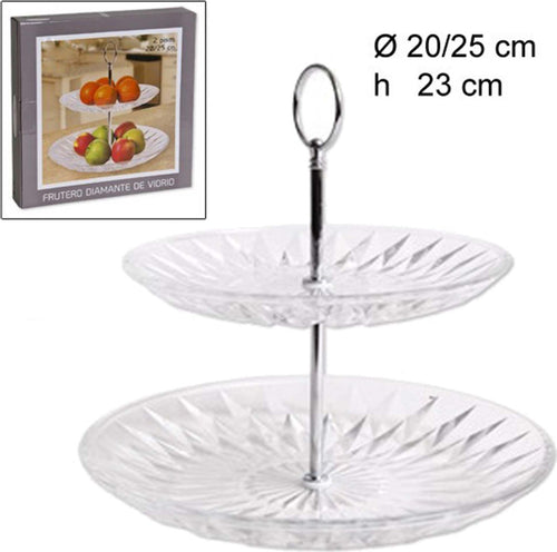 ALZATA CENTRO TAVOLA 2 RIPIANI LIVELLI IN VETRO DIAMANTE ALZATINA VASSOIO TORTE Casa e cucina/Stoviglie/Piatti ciotole e vassoi/Piatti per servire/Alzate per dolci e frutta Trade Shop italia - Napoli, Commerciovirtuoso.it