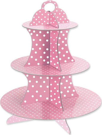 ALZATINA STAND ROSA A POIS IN CARTONE CARTA 3 PIANI SUPPORTO PER DOLCI MUFFIN Casa e cucina/Stoviglie/Piatti ciotole e vassoi/Piatti per servire/Alzate per dolci e frutta Trade Shop italia - Napoli, Commerciovirtuoso.it