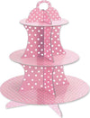 Alzatina-Stand-Rosa-A-Pois-In-Cartone-Carta-3-Piani-Supporto-Per-Dolci-Muffin