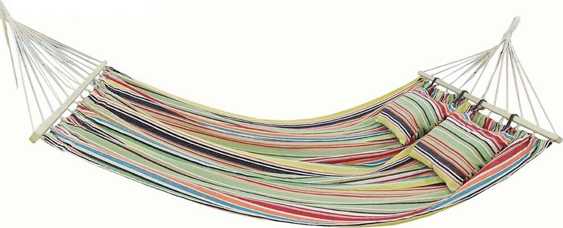 Amaca in tessuto Matrimoniale 200 x 150 cm, 2 posti dondolo da giardino con cuscino ed asta in legno Giardino e giardinaggio/Arredamento da giardino e accessori/Amache sedie sospese e accessori/Amache Decor Space - Altamura, Commerciovirtuoso.it