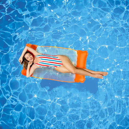 Amaca Gonfiabile 4-in-1 Per Piscina Con Motivo Foglie - Galleggiante Multifunzione (Amaca/Sella/Sdraio/Drifter) Con Custodia Impermeabile Per Telefono, PVC Resistente, 130x70 Cm