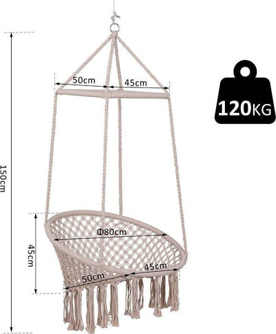 Amaca Sedia Sospesa Ad Altalena Dondolo In Legno Corda Intrecciata Cotone Beige Giardino e giardinaggio/Arredamento da giardino e accessori/Amache sedie sospese e accessori/Amache Trade Shop italia - Napoli, Commerciovirtuoso.it