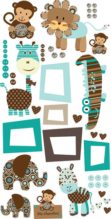 AMBIANCE LIVESET 50 STICKER ANIMALI SAVANA MULTICOLOR Casa e cucina/Decorazioni per interni/Decorazioni cameretta bambini/Sticker da muro e lettere in legno Scontolo.net - Potenza, Commerciovirtuoso.it