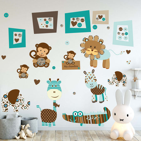 AMBIANCE LIVESET 50 STICKER ANIMALI SAVANA MULTICOLOR Casa e cucina/Decorazioni per interni/Decorazioni cameretta bambini/Sticker da muro e lettere in legno Scontolo.net - Potenza, Commerciovirtuoso.it
