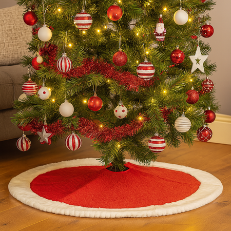 Copribase per albero di natale tappeto tondo in tessuto Ø 80 cm per decorazioni natalizie