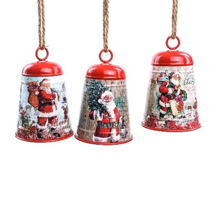 Campana decorata in metallo Babbo Natale per decorazioni natalizie