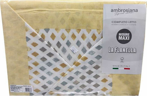Ambrosiana Completo Lenzuola Flanella 1 Piazza E Mezza Fantasia Square Casa e cucina/Tessili per la casa/Biancheria da letto/Lenzuola e federe/Set di lenzuola e federe La Bottega del Risparmio - Bari, Commerciovirtuoso.it