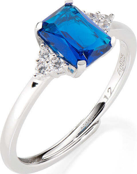 AMEN---Anello-regolabile-Princess-con-Zirconi-Blu-e-Bianchi
