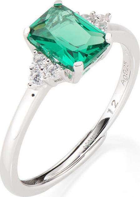 AMEN---Anello-regolabile-Princess-con-Zirconi-Verdi-e-Bianchi