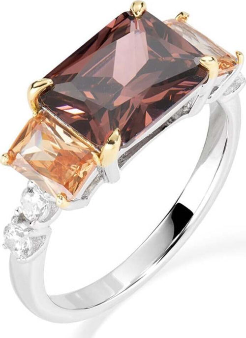 Amen-Anello-Cocktail-Rodio-Zirconi-Marrone-Champagna-e-Bianchi