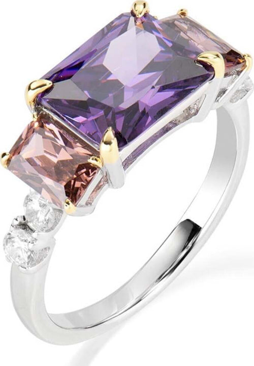 Amen-Anello-Cocktail-Rodio-Zirconi-Viola-Brown-e-Bianchi