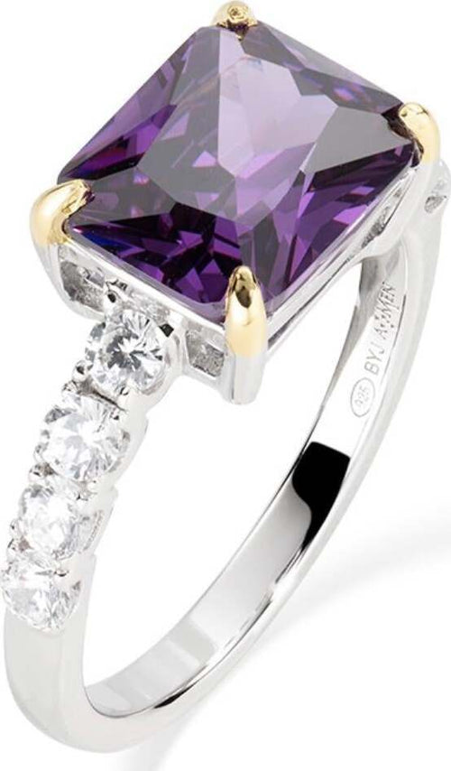 Amen-Anello-Cocktail-Rodio-Zirconi-Viola-e-Bianco