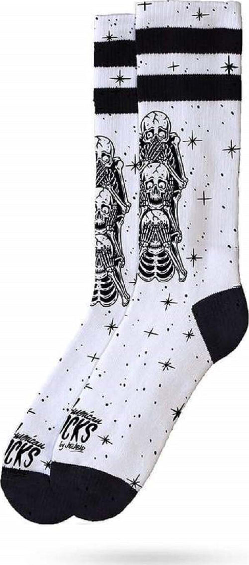 American Socks Wisemonkeys Calzini Uomo Bianchi e Neri Calzettoni Urban Fashion Mid Hight Scheletri Moda/Uomo/Abbigliamento/Calzini e calze/Calzini/Calzettoni Snotshop - Roma, Commerciovirtuoso.it