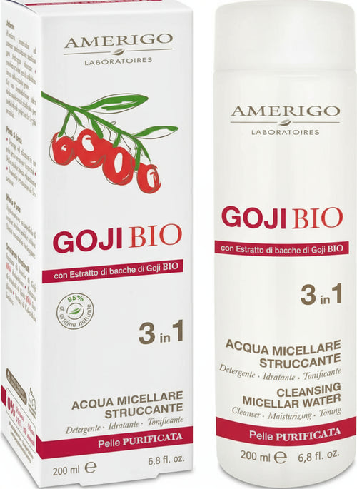 Amerigo Linea Bacche Goji Acqua Micellare Struccante, Idratante, Detergente per Pelle Purifita 3 in 1 Confezione Da 200 Ml Bellezza/Trucco/Struccanti/Acqua struccante Tiziana non solo gioielli - Civitanova Marche, Commerciovirtuoso.it