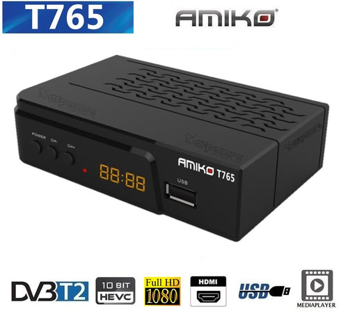 AMIKO T765 Terrestre DVB-T2 FULL HD H.265 HEVC 10 bit