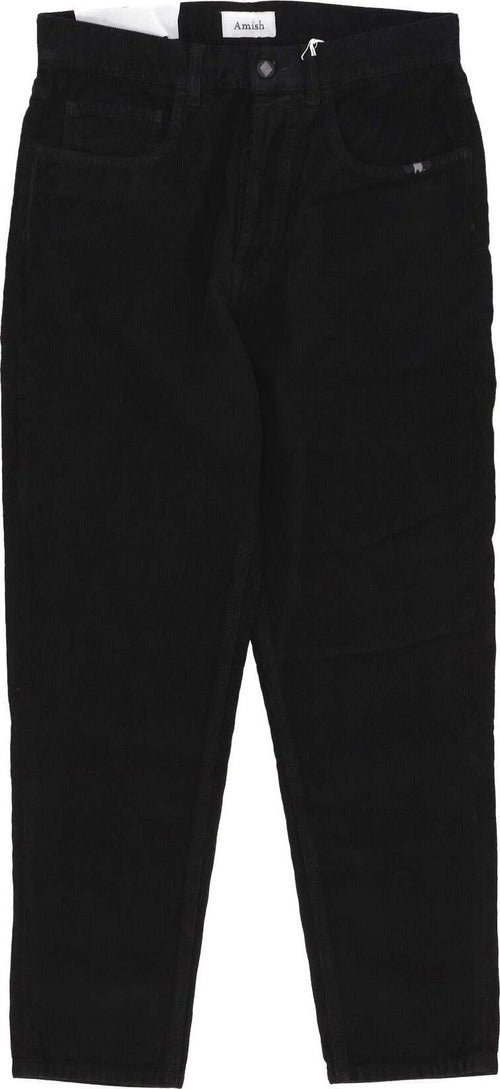 AMISH-Pantalone-Lungo-Uomo-Jeremiah-Corduroy-Tinto-Black-da-uomo